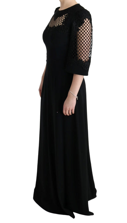 Robe longue noire stretch droite