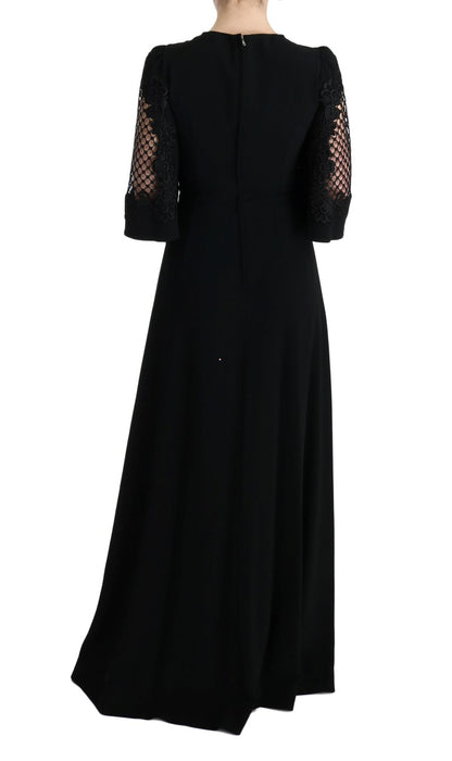 Robe longue noire stretch droite