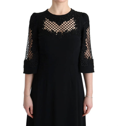 Robe longue noire stretch droite