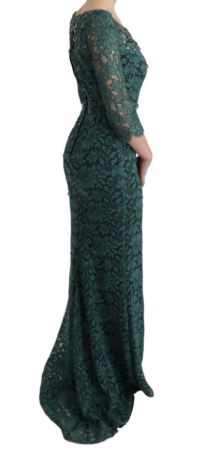 Robe fourreau Ricamo en cristal floral vert