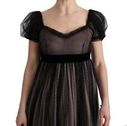 Robe droite longue en soie rose noir