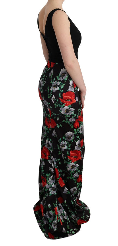 Robe longue fourreau extensible à imprimé floral multicolore