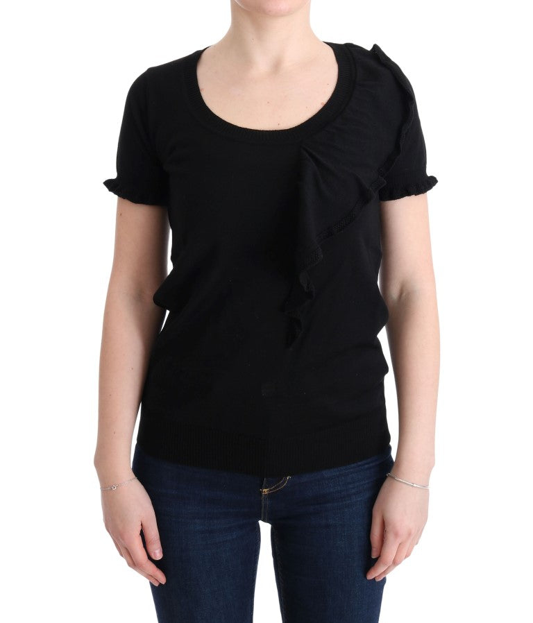 T-shirt chemisier noir 100% laine Lana