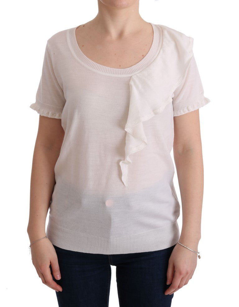 T-shirt blanc 100% laine Lana Top Blouse