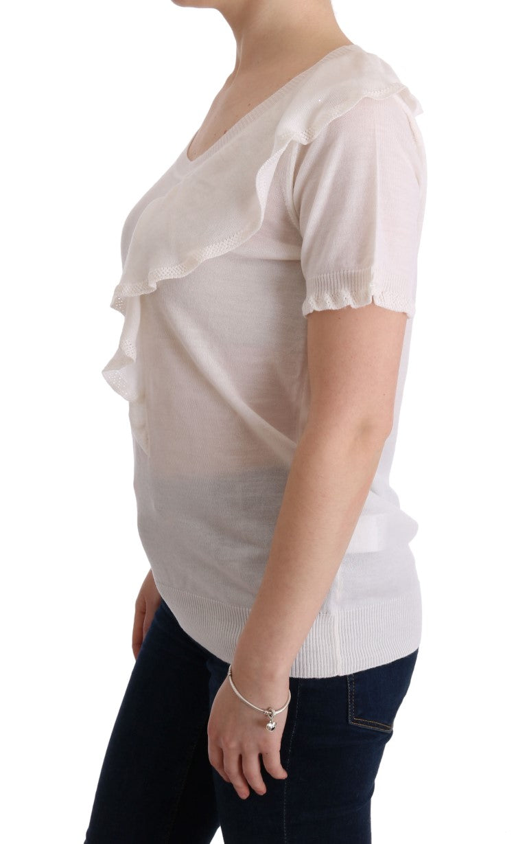 T-shirt blanc 100% laine Lana Top Blouse