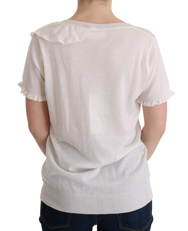 T-shirt blanc 100% laine Lana Top Blouse