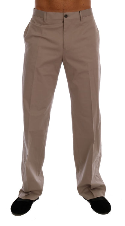 Pantalon Chino Stretch En Coton Beige