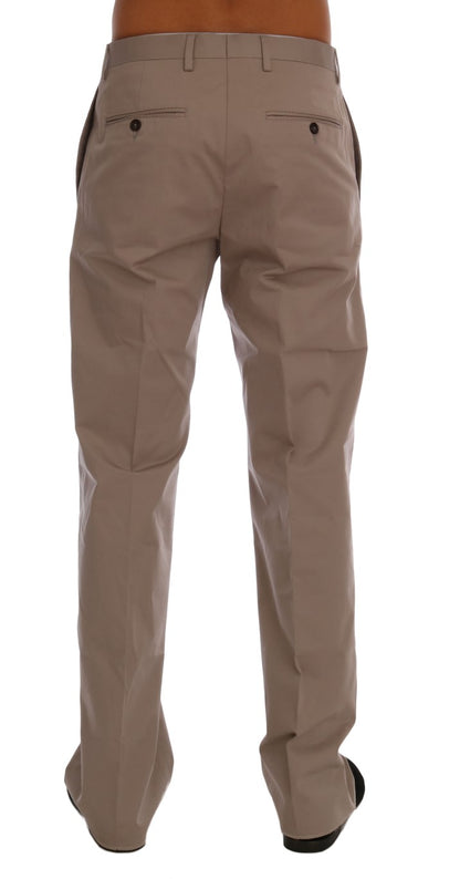 Pantalon Chino Stretch En Coton Beige