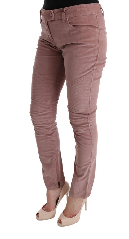 Pantaloni casual corti in velluto rosa