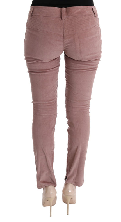 Pantaloni casual corti in velluto rosa