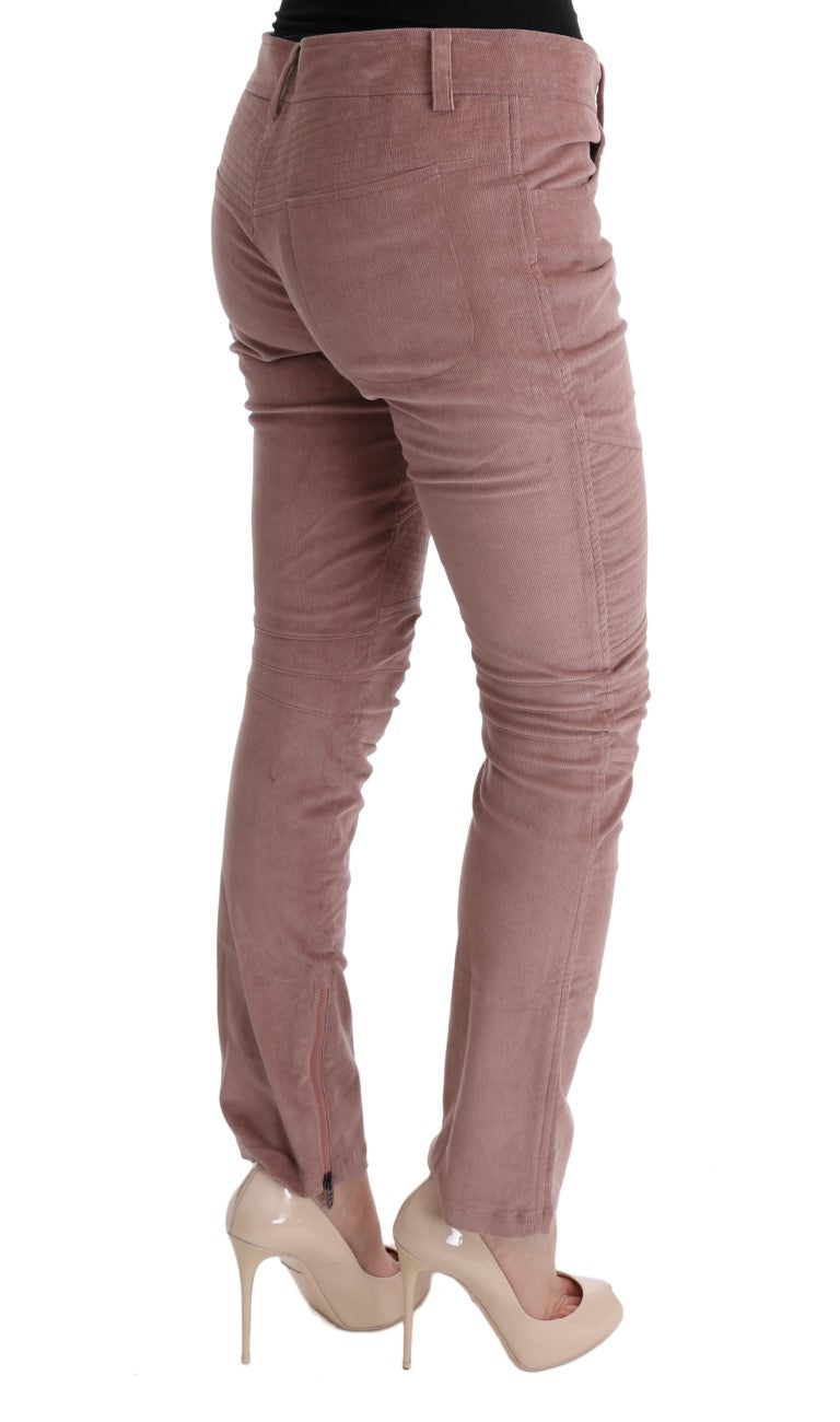 Pantaloni casual corti in velluto rosa