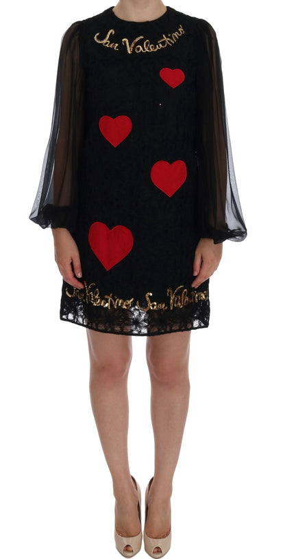 Abito a trapezio nero con paillettes San Valentino