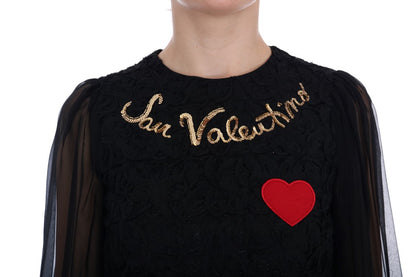 Robe droite noire à sequins San Valentino