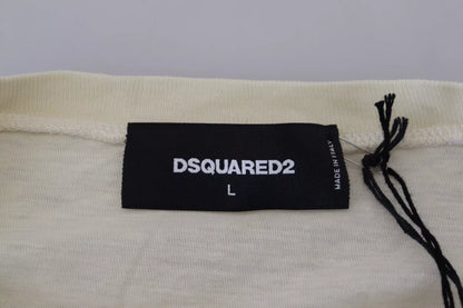 Dsquared² Beige Cotton Linen Long Sleeves Pullover Sweater