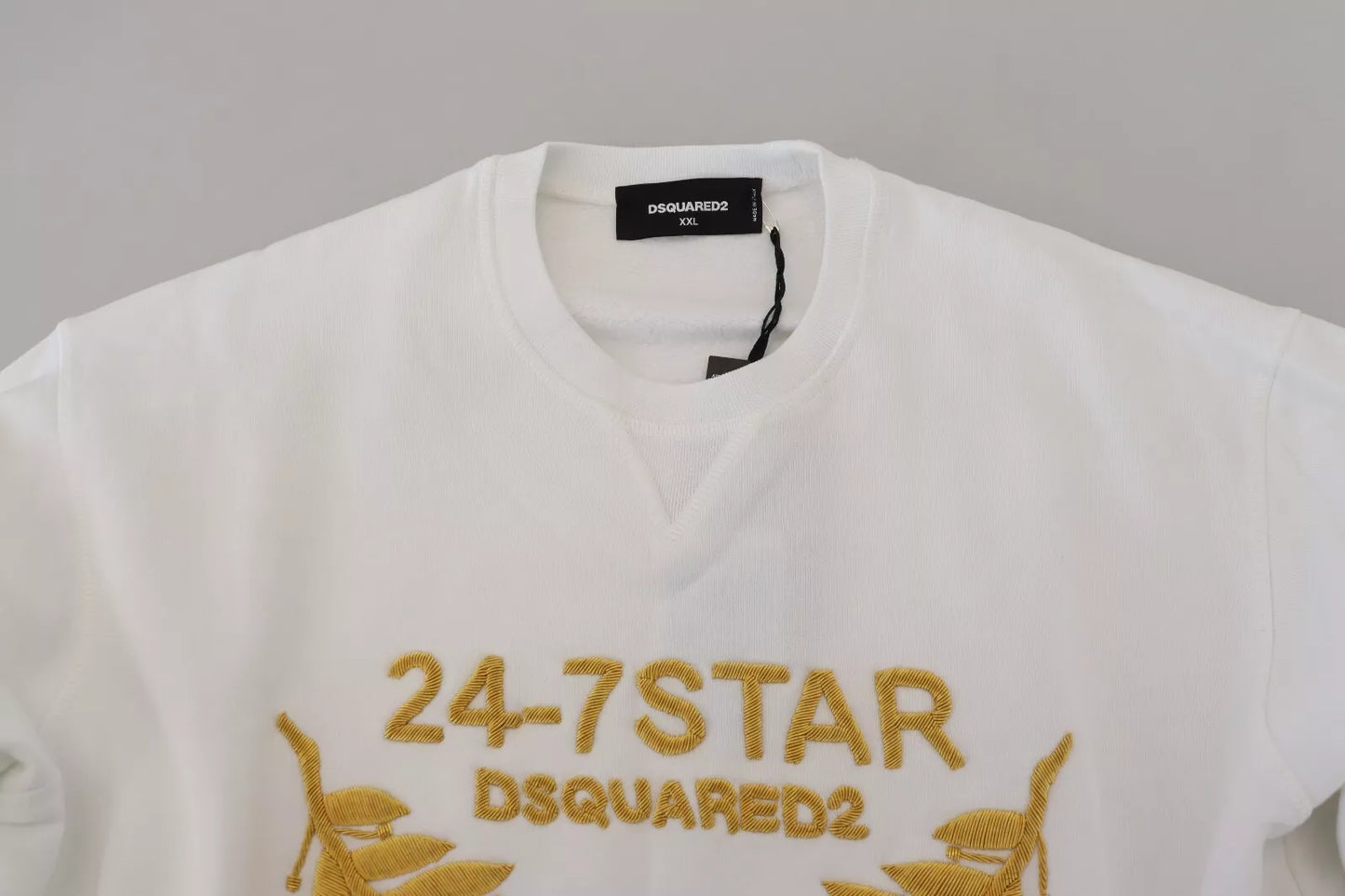 Dsquared² White Embroidered Crewneck Sweatshirt Sweater