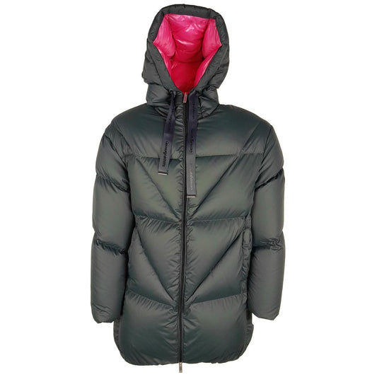 Centogrammi Elegant Fuchsia-Lined Grey Down Duvet Jacket