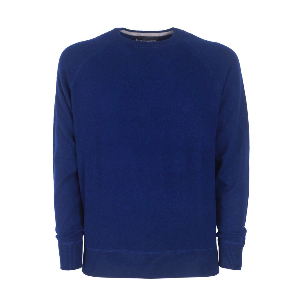 Marineblauer Kaschmirpullover mit Rundhalsausschnitt - Slim Fit