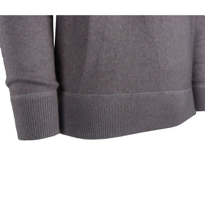 Eleganter grauer Kaschmirpullover mit Rundhalsausschnitt