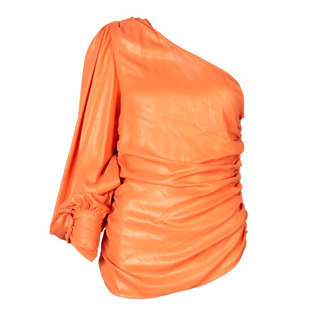 Schicke orangefarbene laminierte Bluse