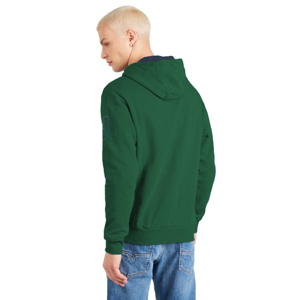 Elegantes grünes Baumwoll-Sweatshirt mit Kapuze