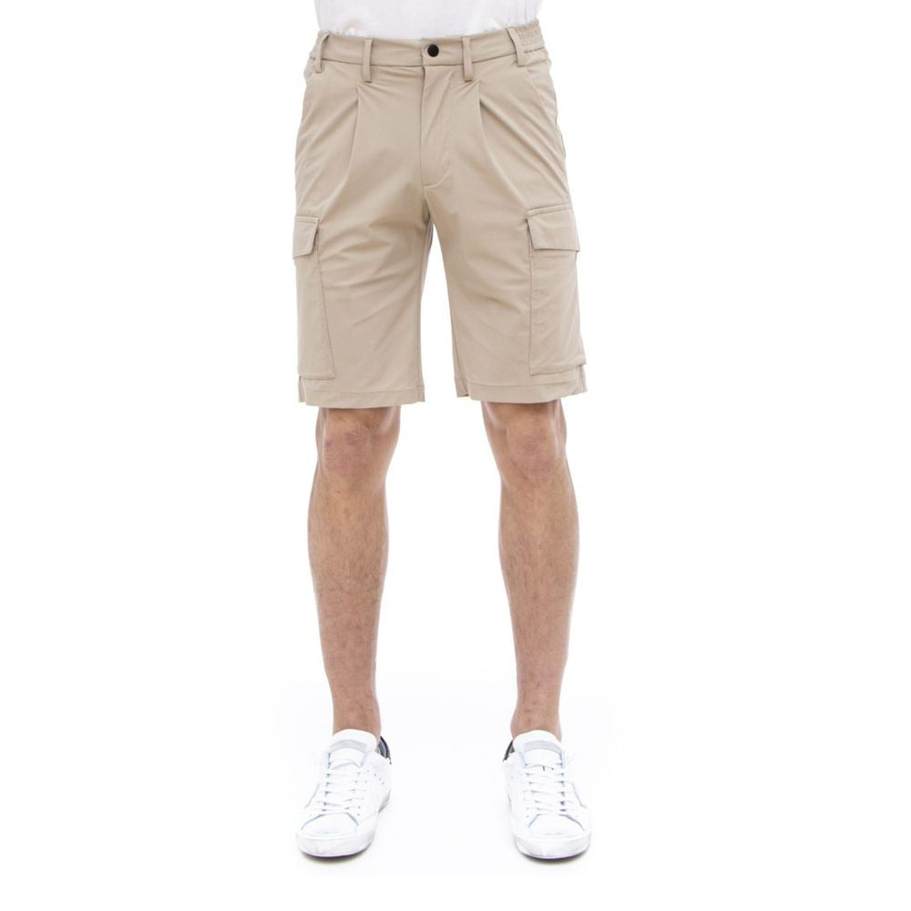 Beigefarbene Stretch-Bermuda-Cargo-Shorts