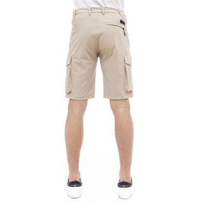 Beigefarbene Stretch-Bermuda-Cargo-Shorts