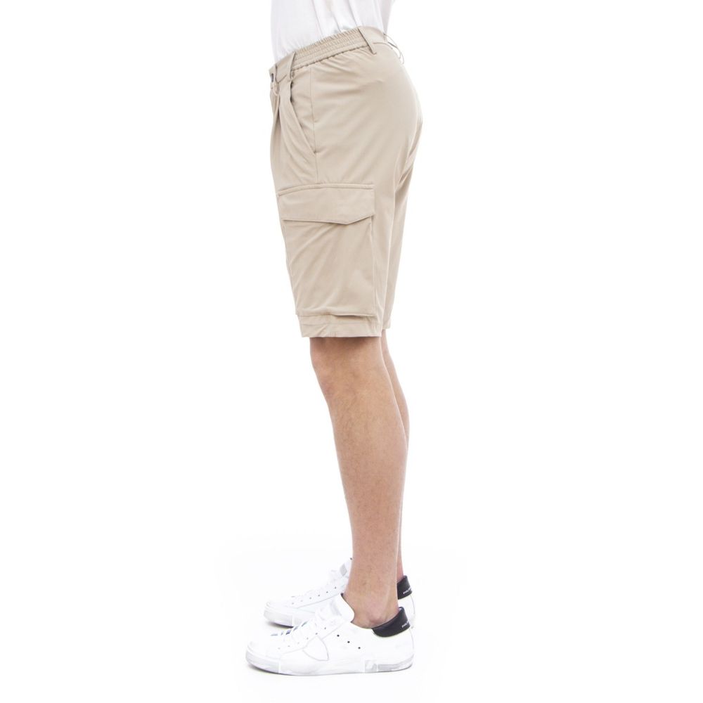 Beigefarbene Stretch-Bermuda-Cargo-Shorts