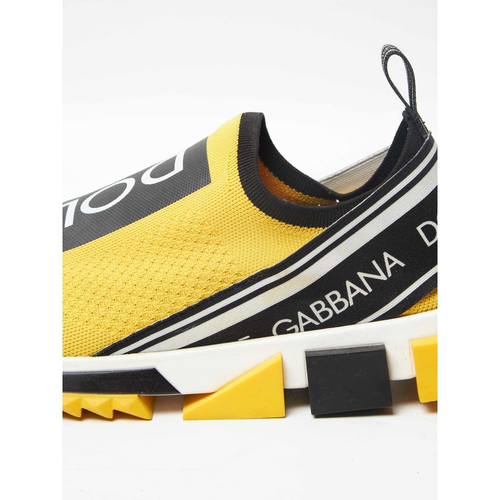 Chic Logo-Print Stretch Sneakers in Vibrant Yellow