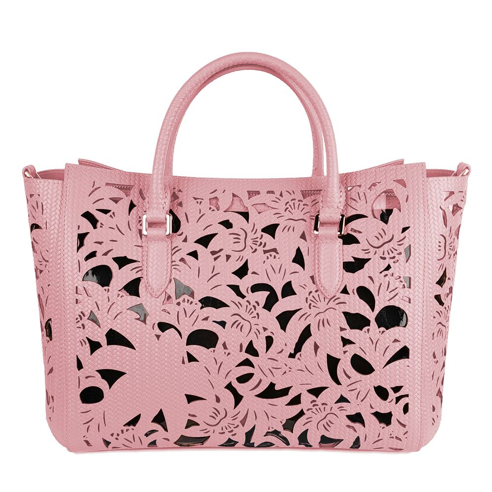 Borsa a mano in pelle di vitello rosa