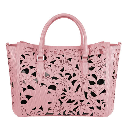 Borsa a mano in pelle di vitello rosa