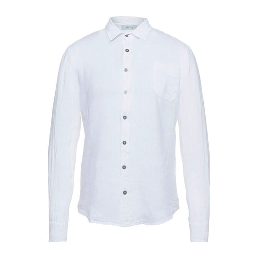 Alpha Studio Elegant White Linen Shirt for Men