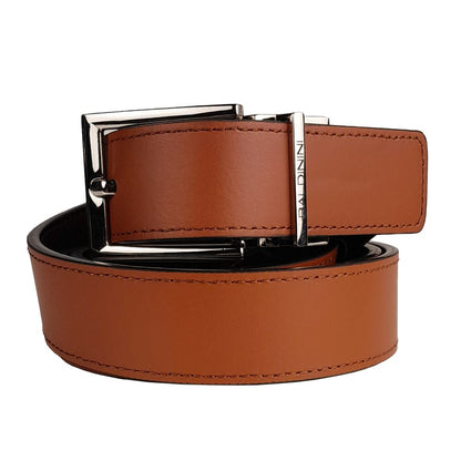 Baldinini Trend Reversible Calfskin Leather Belt in Rich Brown