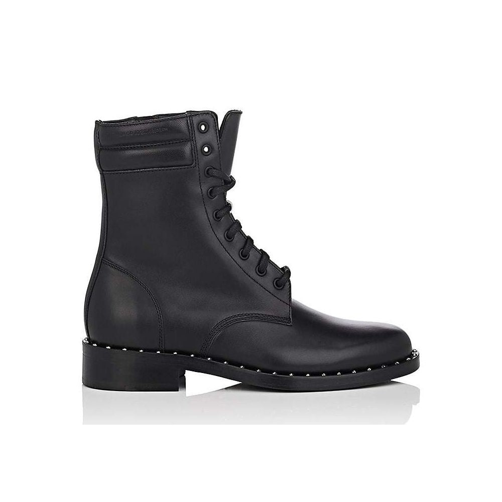 Studded Calfskin Lace-Up Ankle Boots