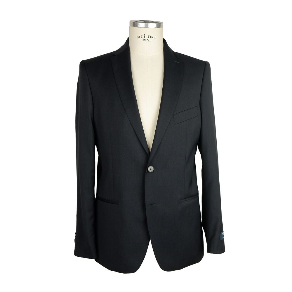 Made in Italy Black Wool Men Suit