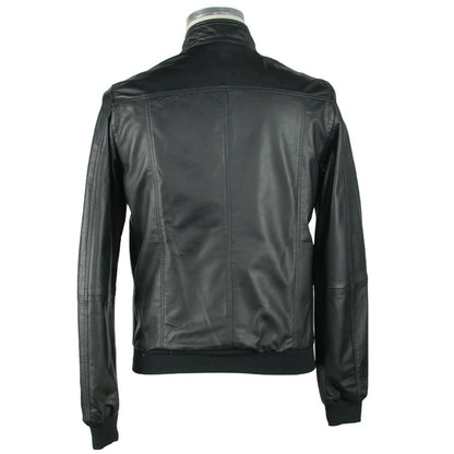 Elegante schwarze Lederjacke für Männer