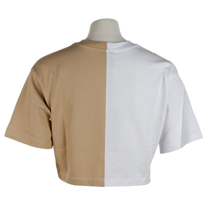 Top e maglietta in cotone beige