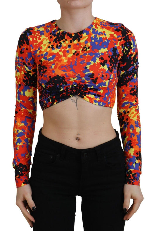 Multicolor Cami Long Sleeves Cropped Blouse Top