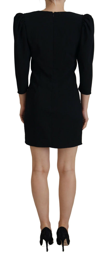 Dsquared² Black Polyester Long Sleeves Bodycon Sheath Dress