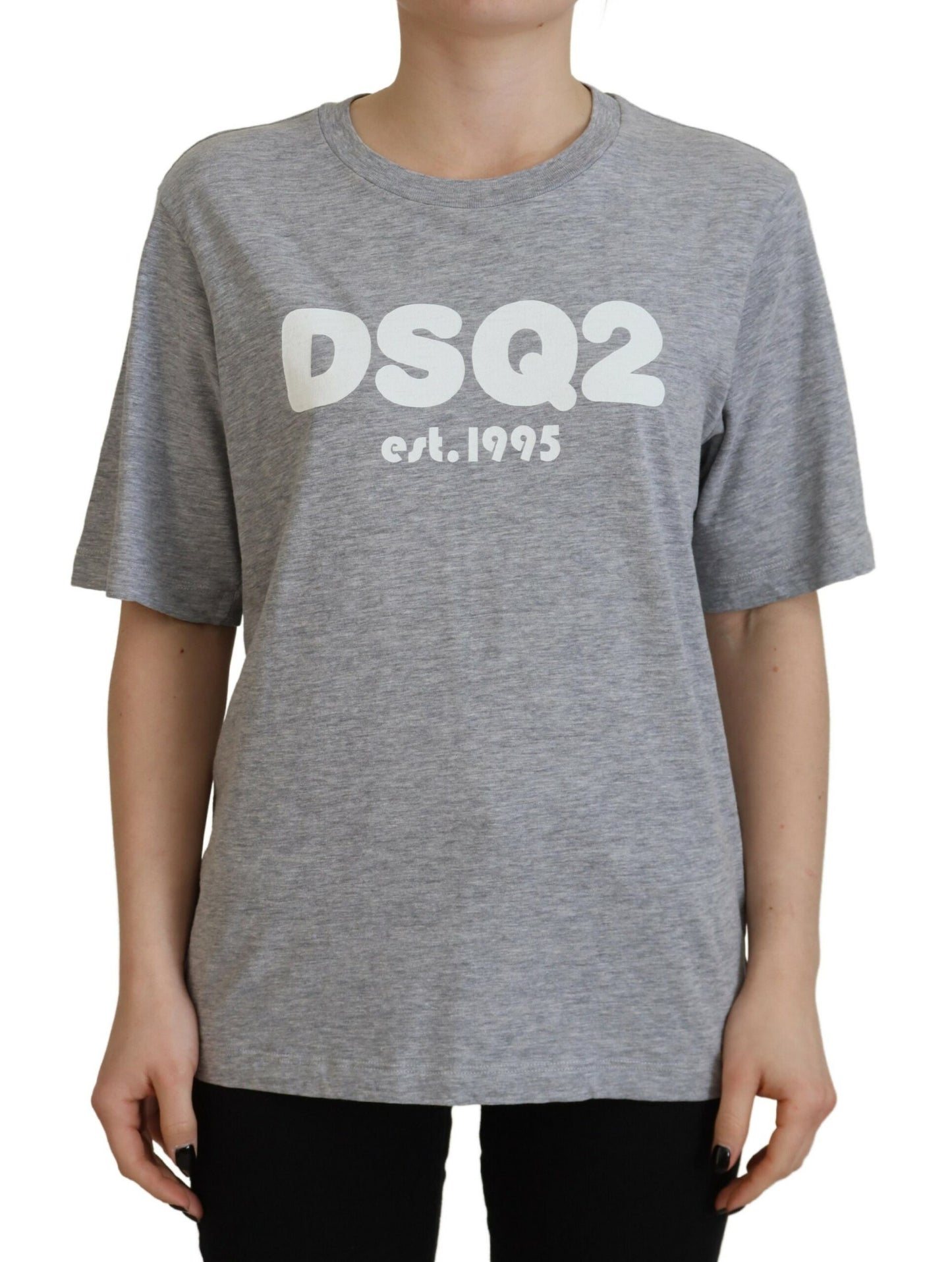 Gray Logo Cotton Crewneck Short Sleeve Tee T-shirt