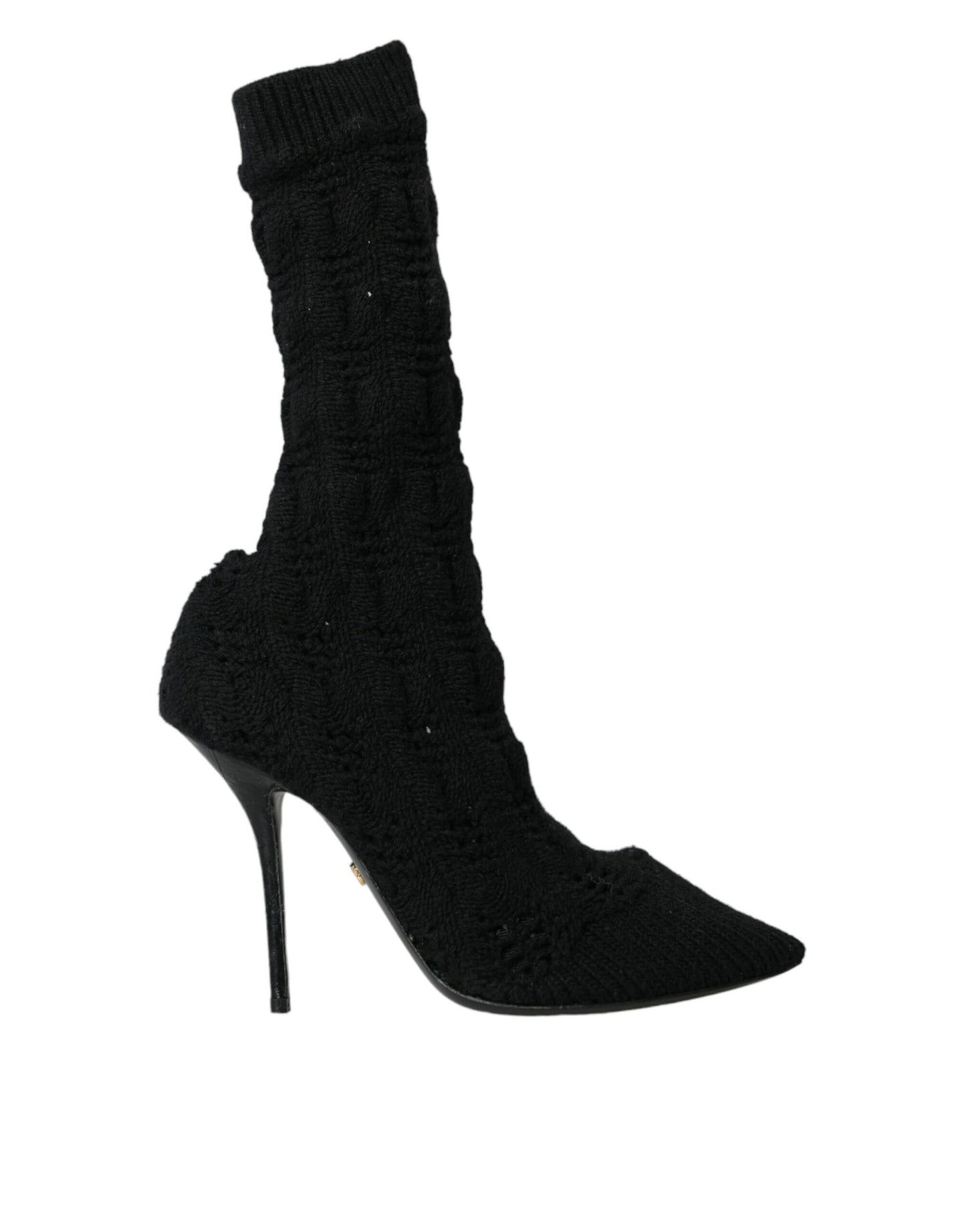 Black Stiletto Heels Mid Calf Boots Shoes