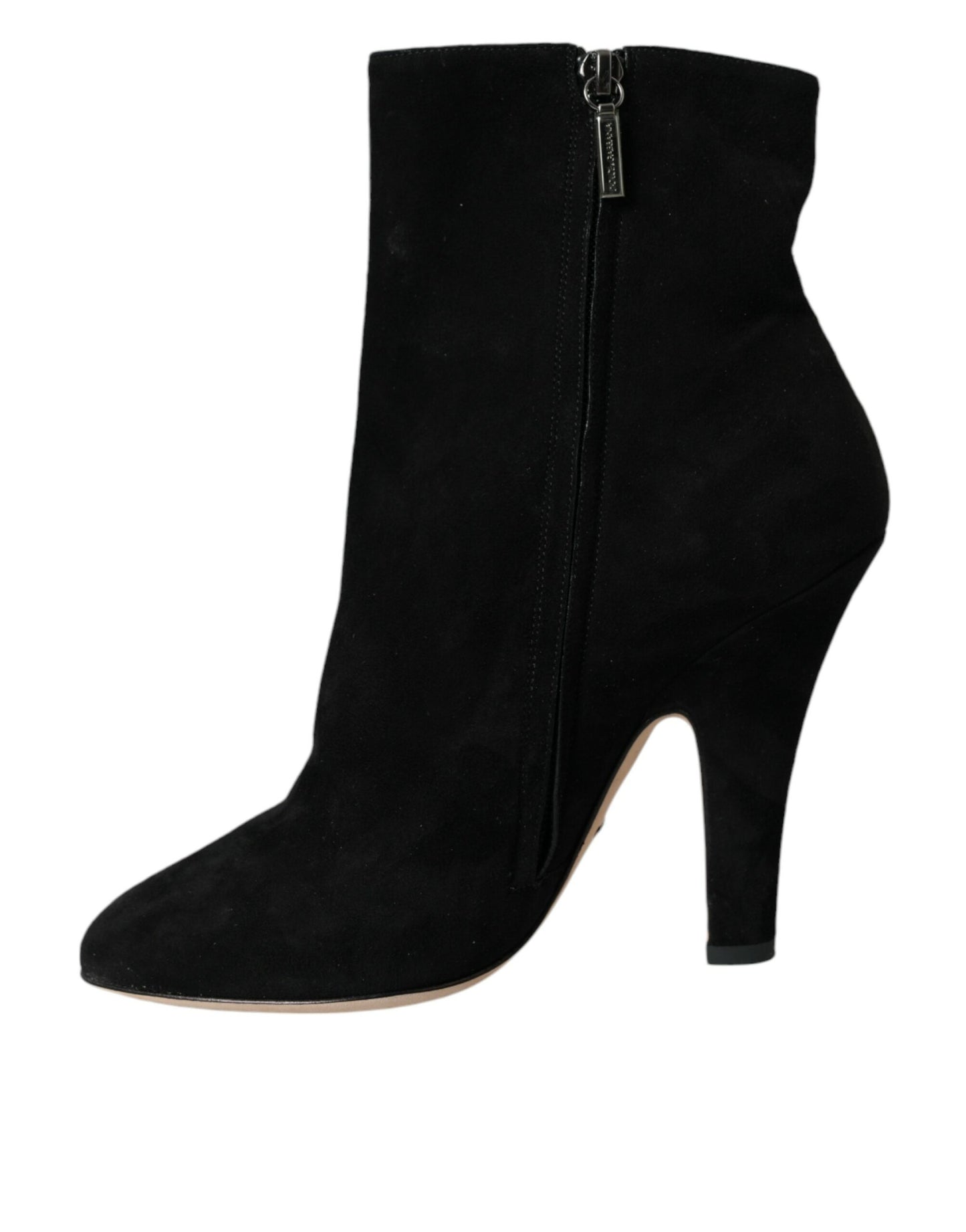 Black Suede Leather Ankle Heels Boots Shoes