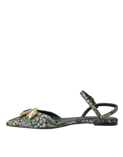 Multicolor Jacquard Crystal Slingback Sandals Shoes