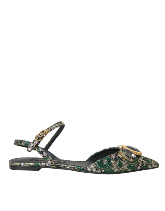 Multicolor Jacquard Crystal Slingback Sandals Shoes