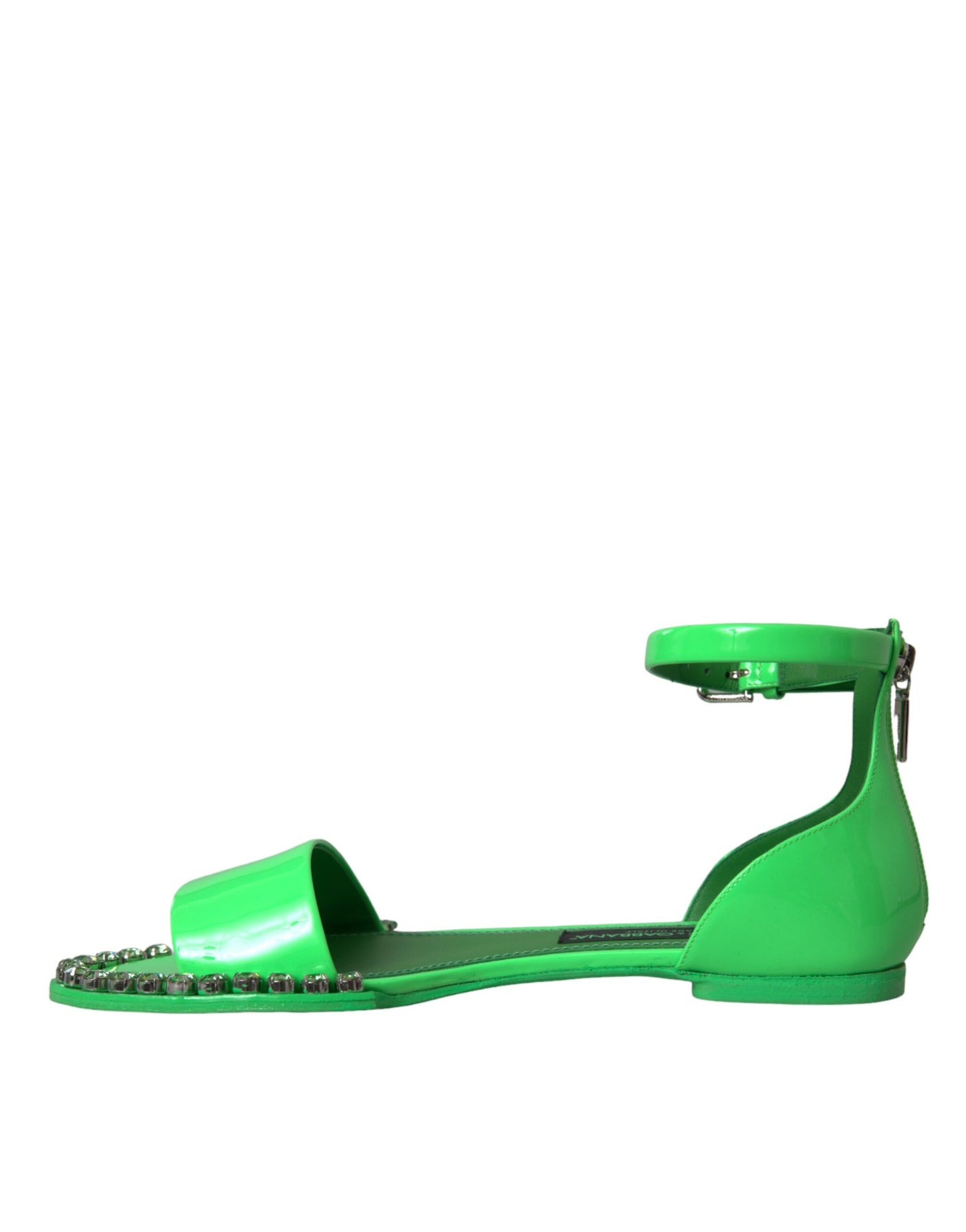 Neon Green Crystal Ankle Strap Sandals Shoes