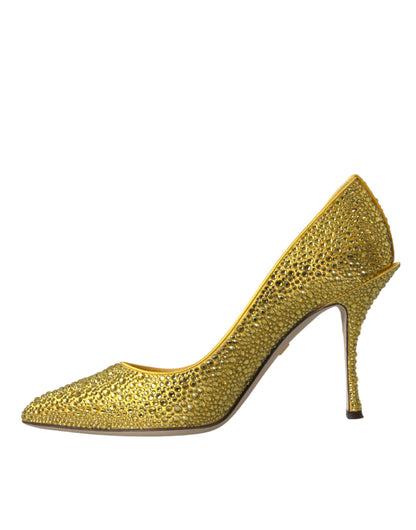 Yellow Strass Crystal Heels Pumps Shoes