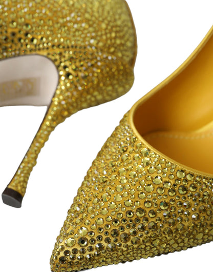 Yellow Strass Crystal Heels Pumps Shoes