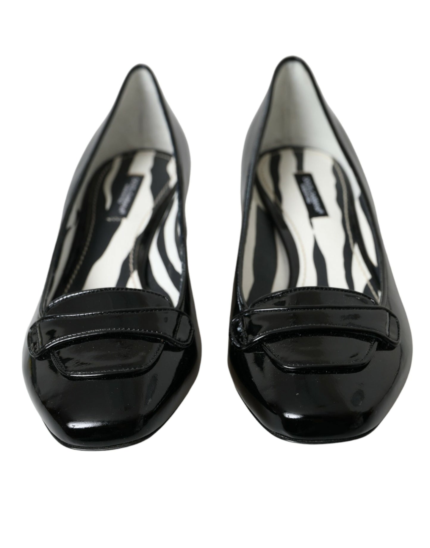 Dolce & Gabbana Black Patent Leather Block Heels Pumps Shoes