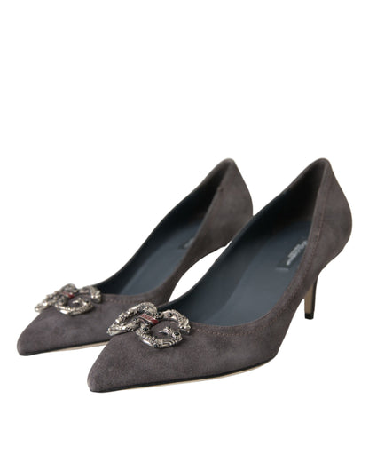 Gray Amore Suede Bellucci Heels Pumps Shoes