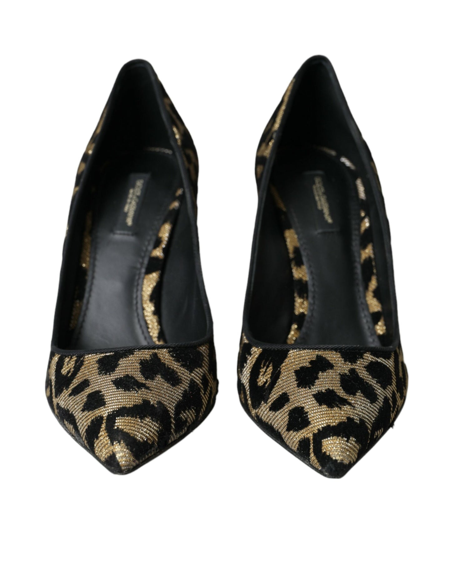 Black Gold Leopard Lurex Heels Pumps Shoes