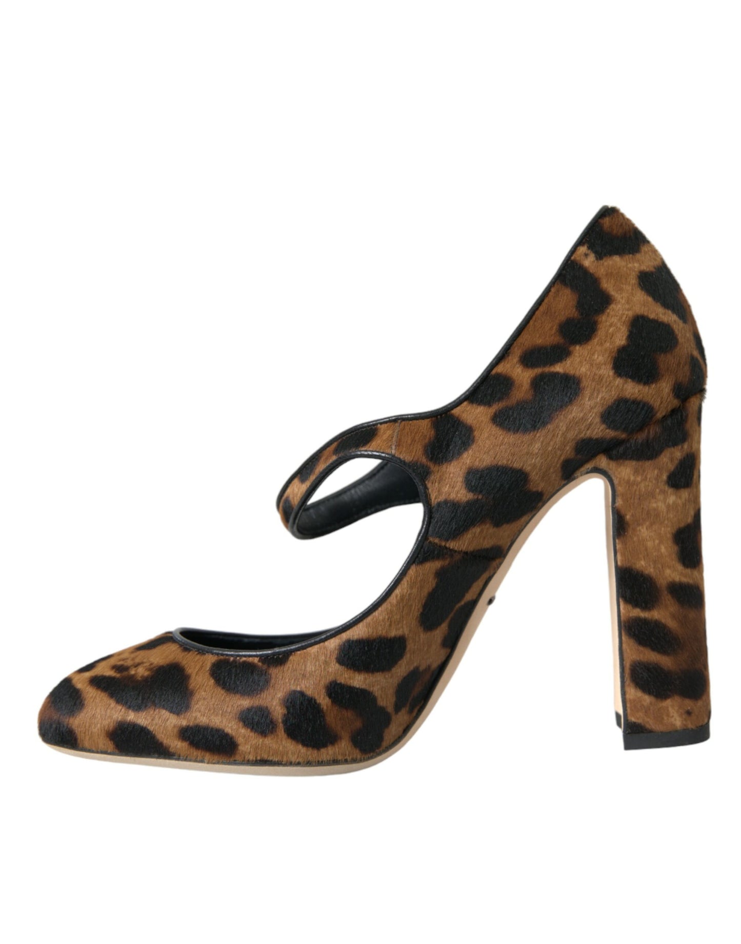 Brown Leopard Calf Hair Mary Jane Pumps Shoes